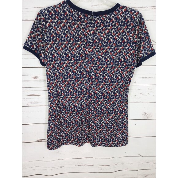 Lauren Ralph Lauren Navy Red Geometric Women's‎ Size Medium Top - Picture 2 of 8